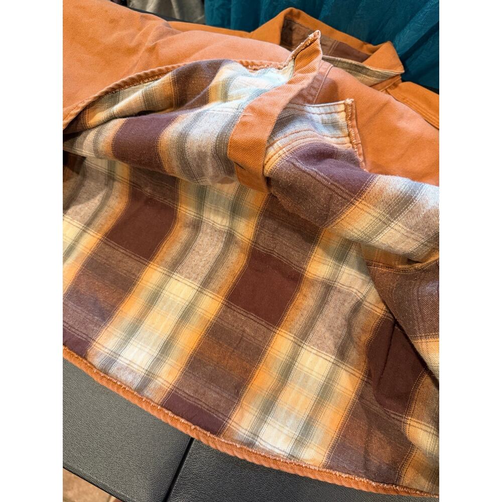 L.L.Bean Men Large Brown Canvas Shirt Flannel Lined Cotton Outdoor Workwear - Picture 15 of 15